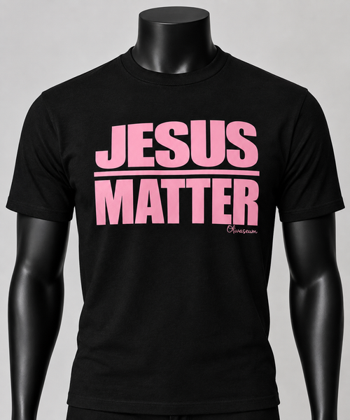 Jesus Matter tee - black t-shirt with pink JESUS MATTER print